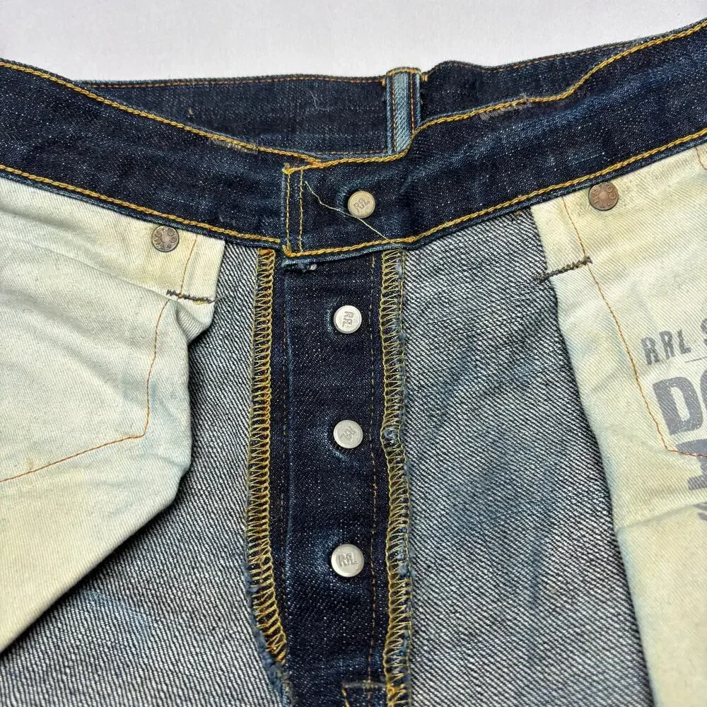 RRL Double RL Slim Fit Japan Woven Selvedge Denim Jeans Men's 30x34 Whiskering